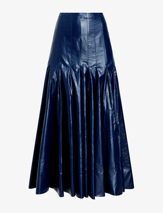 Proenza Schouler Still Life image of Petra Skirt in Lacquered Cotton in Navy