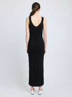 Proenza Schouler Back full length image of model wearing Ellis Dress in Column Rib in Black