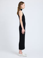 Proenza Schouler Side full length image of model wearing Maia Dress in Midweight Viscose Rib in Black