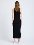 Proenza Schouler Back full length image of model wearing Maia Dress in Midweight Viscose Rib in Black