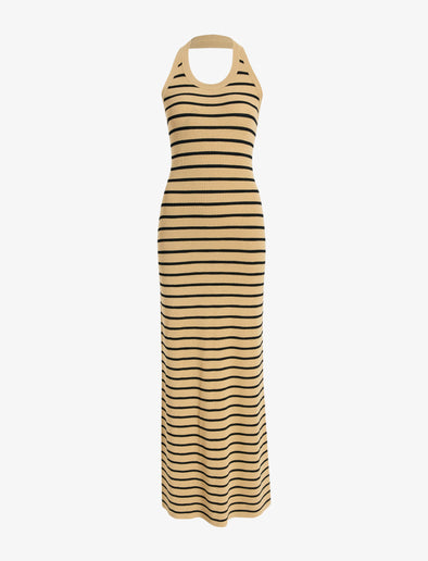 Proenza Schouler Still Life image of Meryl Dress in Matte Viscose Rib in Khaki Multi
