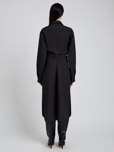 Proenza Schouler Back full length image of model wearing Flora Dress In Bi Stretch Cotton Nylon in Black
