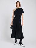 Proenza Schouler Front full length image of model wearing Rue Dress In Light Matte Double Crepe in Black