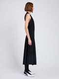 Proenza Schouler Side full length image of model wearing Rue Dress In Light Matte Double Crepe in Black