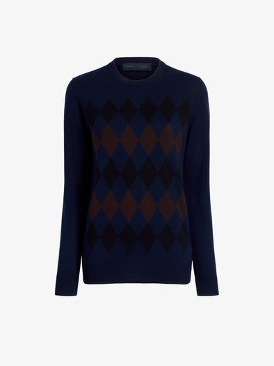 Proenza Schouler Still Life image of Vivian Top In Argyle Knit in Navy Multi