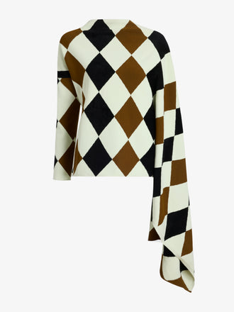 Proenza Schouler Still Life image of Vanne Top in Argyle Velvet Knit in Light Green Multi