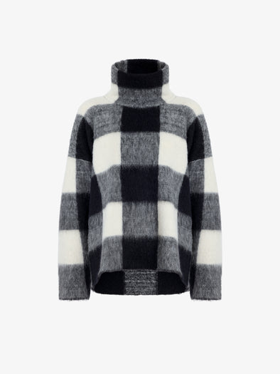 Proenza Schouler Still Life image of Kai Top In Brushed Glenplaid Knit in Black Multi