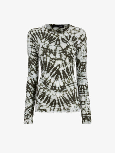 Proenza Schouler Still Life image of Mia Top in Tie Dye Tissue Jersey in Caper Multi