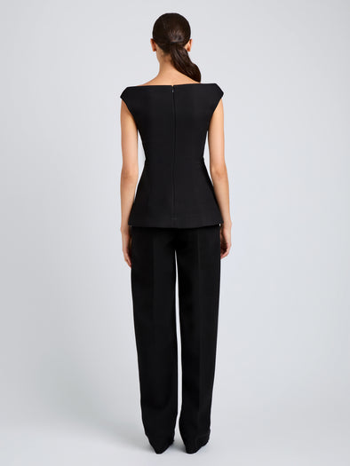 Proenza Schouler Back full length image of model wearing Zee Pant In Wool Scuba in Black