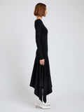 Proenza Schouler Side full length image of model wearing Romi Dress in Textured Sculpted Viscose in Black