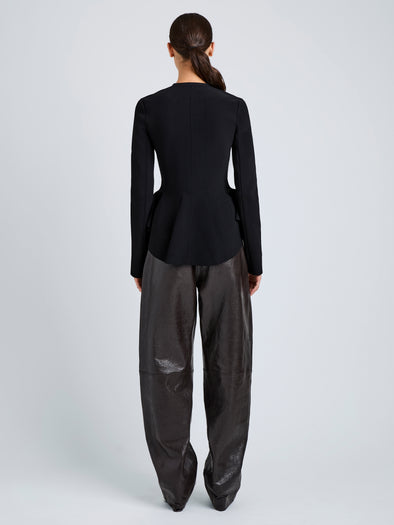 Proenza Schouler Back full length image of model wearing Dasha Jacket in Compact Viscose in Black