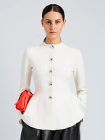 Proenza Schouler Front cropped image of model wearing Dasha Jacket in Compact Viscose in Off White