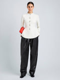 Proenza Schouler Front full length image of model wearing Dasha Jacket in Compact Viscose in Off White