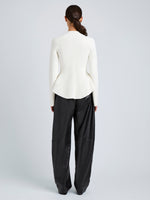 Proenza Schouler Back full length image of model wearing Dasha Jacket in Compact Viscose in Off White