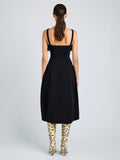 Proenza Schouler Back full length image of model wearing Blanca Dress in Compact Viscose in Black