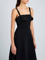 Proenza Schouler Detail image of model wearing Blanca Dress in Compact Viscose in Black