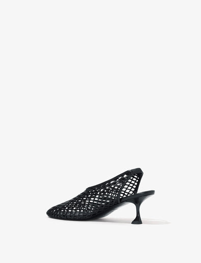 3/4 Back image of Tee Perforated Slingback Pumps in BLACK