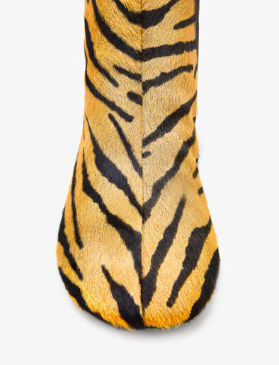 Proenza Schouler aerial image of Glove Ankle Boots in Haircalf in orange/black