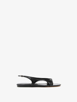 Front image of Slash Flat Thong Sandals in Black