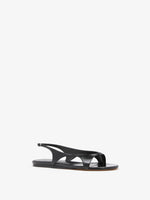 3/4 Front image of Slash Flat Thong Sandals in Black