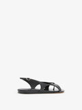 3/4 Back image of Slash Flat Thong Sandals in Black