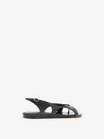 3/4 Back image of Slash Flat Thong Sandals in Black