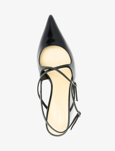 Aerial image of Slash Crossover Slingback Pumps in Black