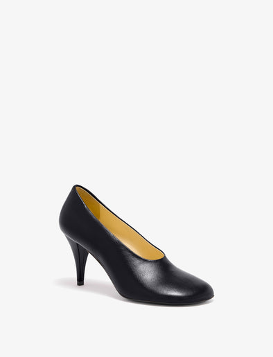3/4 Front image of Glove Heels in Slick Nappa in Black