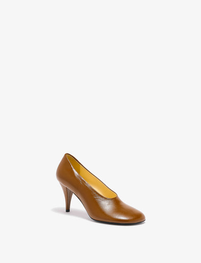 3/4 Front image of Glove Heels in Slick Nappa in Mud