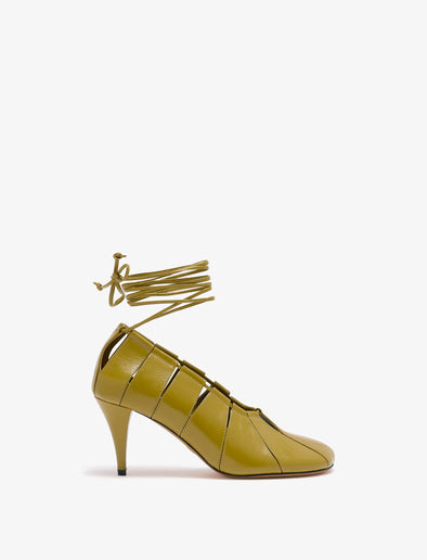 Front image of Glove Hinge Pumps in Olive Oil