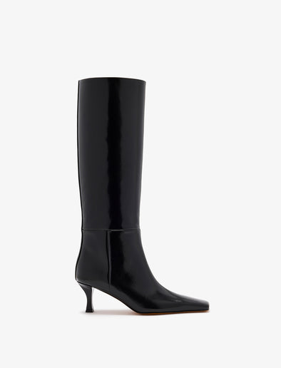 Front image of Trap Boots in Spazzolato Leather in Black