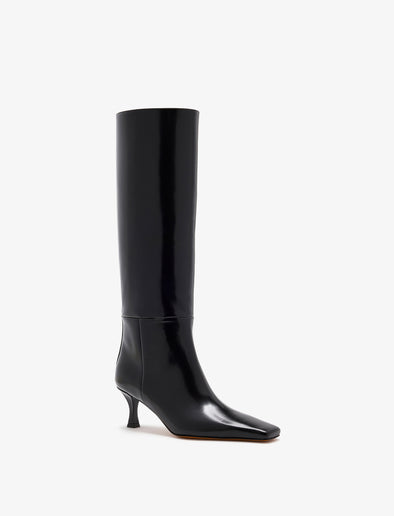 3/4 Front image of Trap Boots in Spazzolato Leather in Black