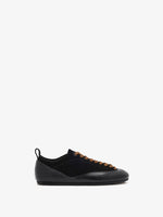 Proenza Schouler side image of Arcadia Sneakers in black with tan laces