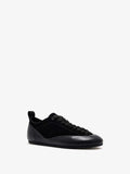 Proenza Schouler front 3/4 image of Arcadia Sneakers in black with black laces