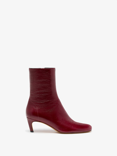Proenza Schouler Front image of Uma Ankle Boots in Slick Calf in Merlot