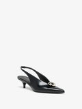 Proenza Schouler 3/4 Front image of Dome Slash Slingbacks in Polished Calf in Black
