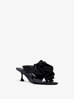 Proenza Schouler 3/4 Front image of Tee Souvenir Sandals in Satin in Black