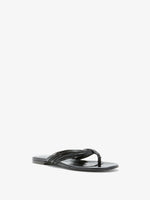 3/4 Front image of Cable Thong Sandals in Black