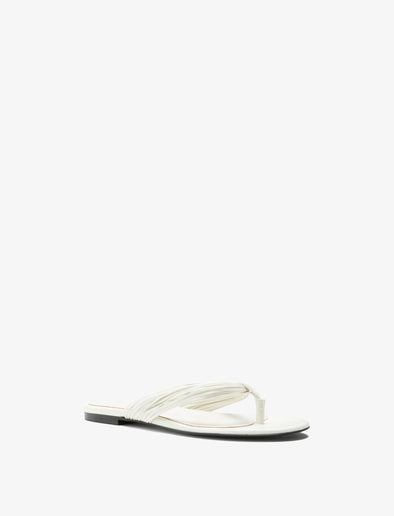 3/4 Front image of Cable Thong Sandals in Ecru