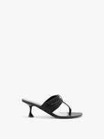 Proenza Schouler side view of Cable T-Strap Sandals in black
