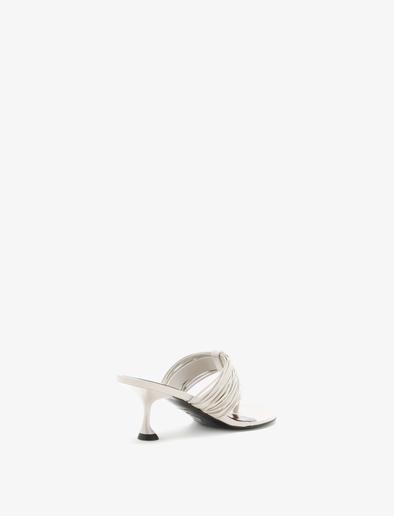 Back 3/4 image of Cable T Strap Sandals in Ecru