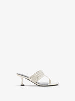 Front image of Cable T Strap Sandals in Ecru