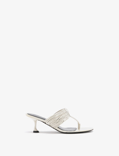 Front image of Cable T Strap Sandals in Ecru