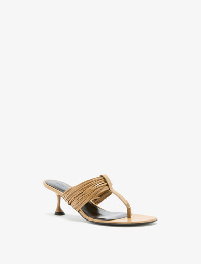 3/4 Front image of Cable T Strap Sandals in Khaki