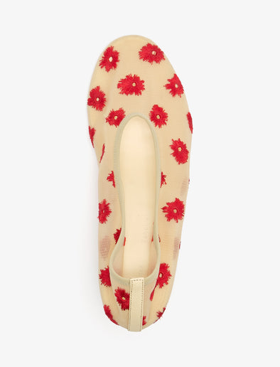 Proenza Schouler Aerial image of Tee Embroidered Pumps in Stretch Mesh in nude/red