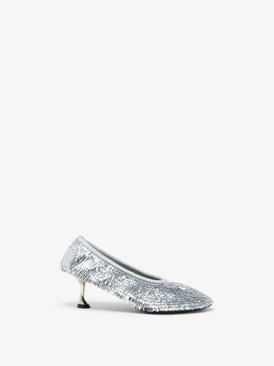 Proenza Schouler Front image of Tee Sequin Pumps in Silver