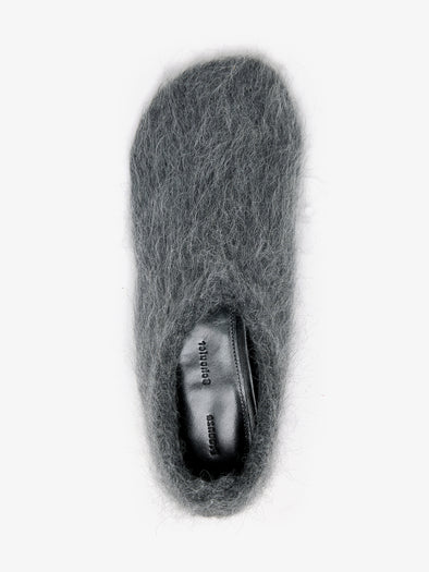 Proenza Schouler Aerial image of Glove Knit Slippers in Mohair Knit in Charcoal