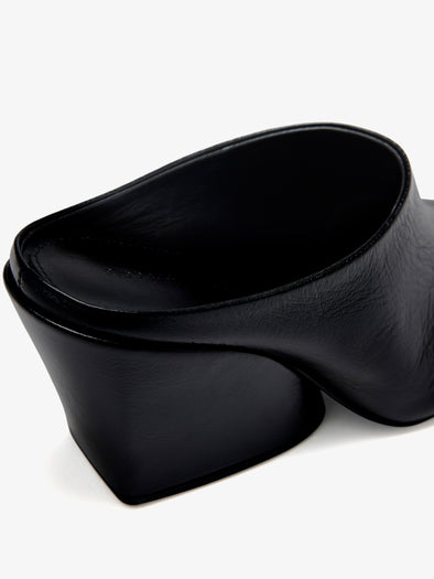 Detail image of Slant Mules in Slick Calf in Black