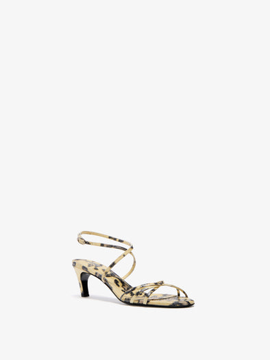 Proenza Schouler 3/4 Front image of Uma Ankle Strap Sandals in Embossed Python in Resin Multi