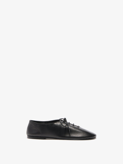 Proenza Schouler Front image of Glove Lace Up Flats in Nappa in Black